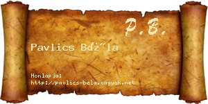 Pavlics Béla névjegykártya