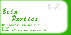 bela pavlics business card